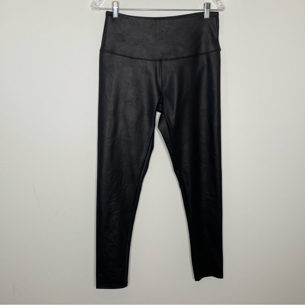 Modern Balance Black Faux Leather Crackle Leggings